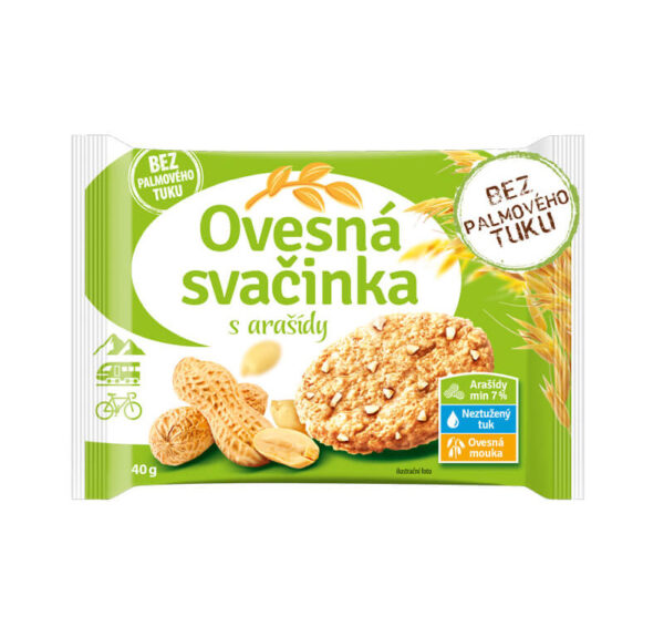 Ovesná svačinka 40g s arašídy bez palmového tuku