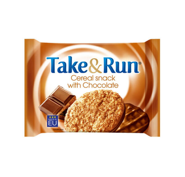 Take & Run ovesné sušenky s kousky čokolády, polomáčené 50g